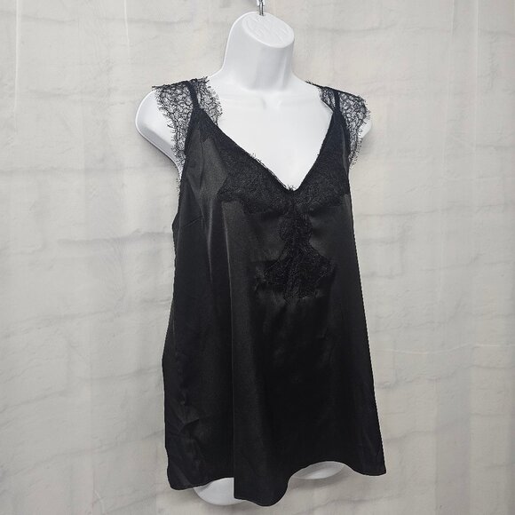 Express Tank Black Grunge Indie Y2K Goth Whimsigoth Dark Fairy Satin Lace L - Picture 4 of 13